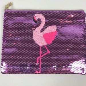 TARTE Flamingo Cosmetics Sequin Makeup Pouch NWT